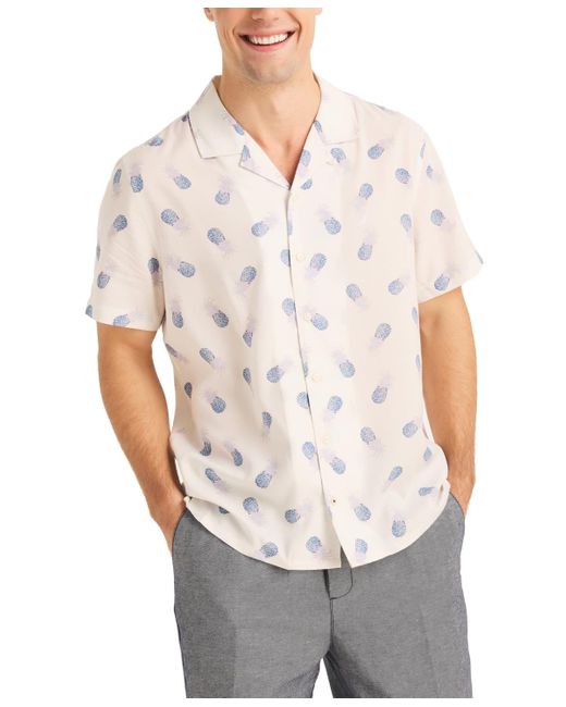 Nautica White Miami Vice X Printed Short Sleeve Button-front Camp Shirt for men