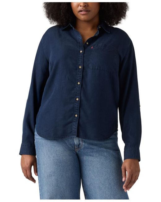 Levi's Blue Plus Size Darlene Button-front Shirt