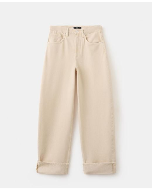 Mango Natural Cuffed Hem Balloon Jeans