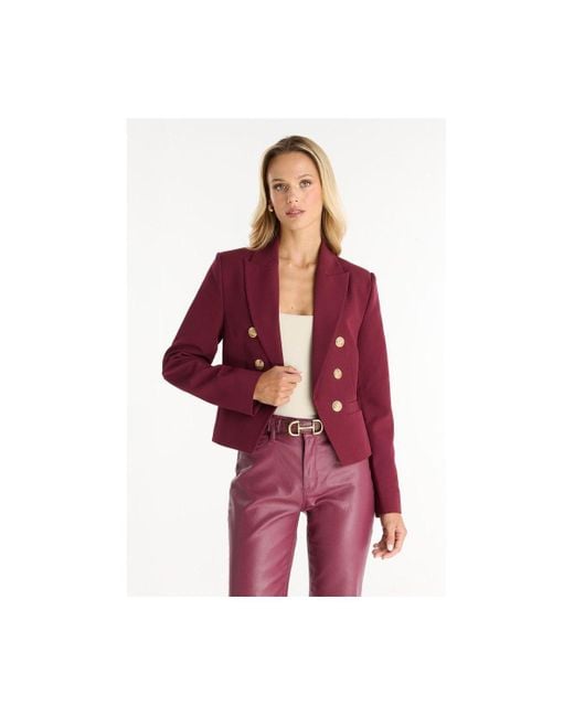 The Noli Shop Red Gabrielle Double Breasted Blazer