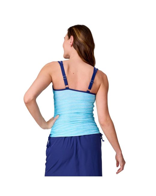 Free Country Blue Double Strap Tankini Top