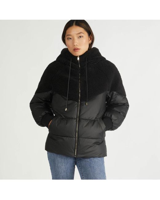 NVLT Black Mixed Media Faux Down Puffer