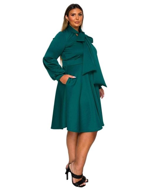 L I V D Green Plus Size Bekah Flare Pocket Dress