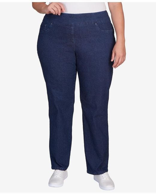 Ruby Rd Blue Plus Size Pull On Denim Pants