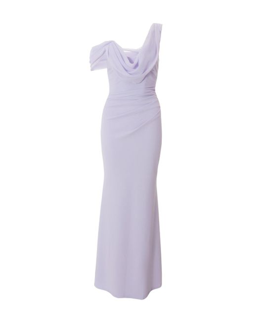 Quiz Purple Scuba Crepe Chiffon Drape Maxi Dress