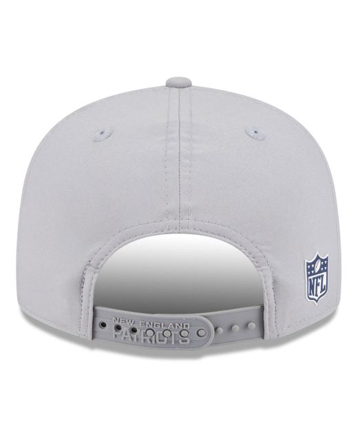 KTZ Gray New England Patriots 2025 Sideline Split Panel 9fifty Snapback Hat for men