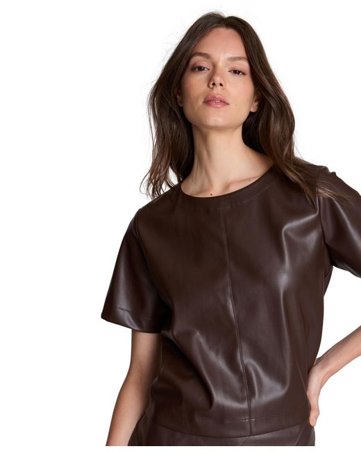 Kenneth Cole Brown Polyester-blend Crop Pullover