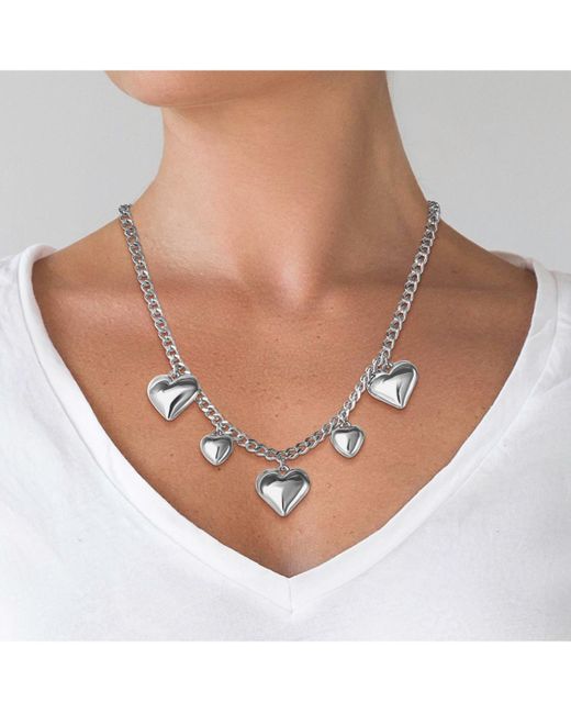 Jessica Simpson Metallic Five Heart Necklace