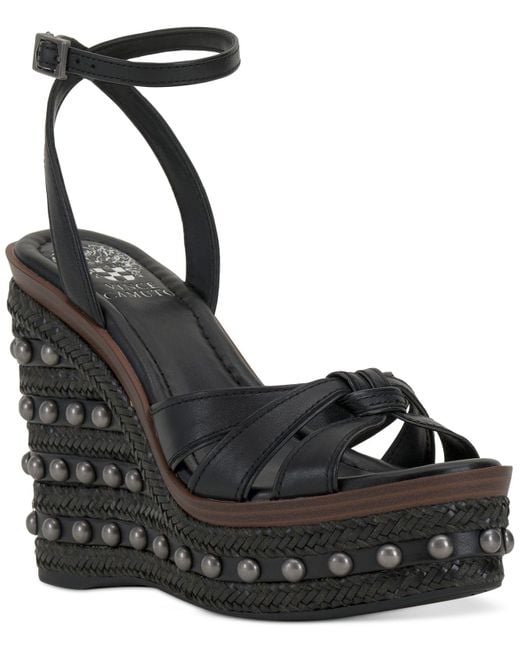Vince Camuto Pacci Studded Platform Wedge Sandals in Black Lyst