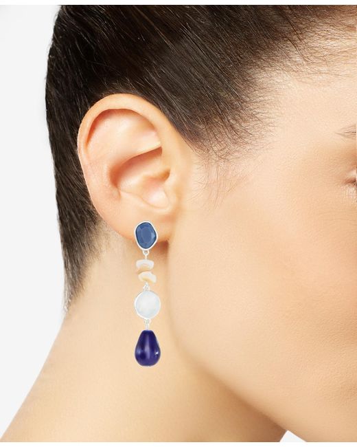 Style & Co. Blue Stone & Bead Linear Drop Earrings