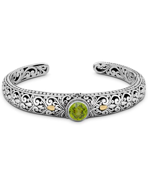 DEVATA Metallic Peridot & Bali Filigree Cuff Bracelet