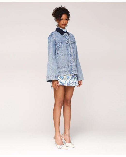 Avec Les Filles Blue Oversized Patch Pocket Chore Jacket