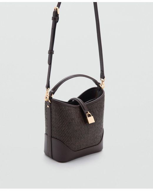 Mango Brown Small Raffia Bucket Bag