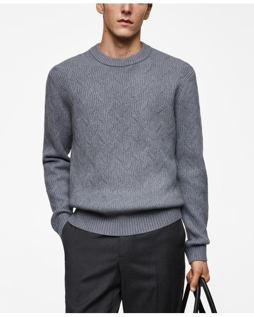 Mango Gray Knitted Braided Sweater