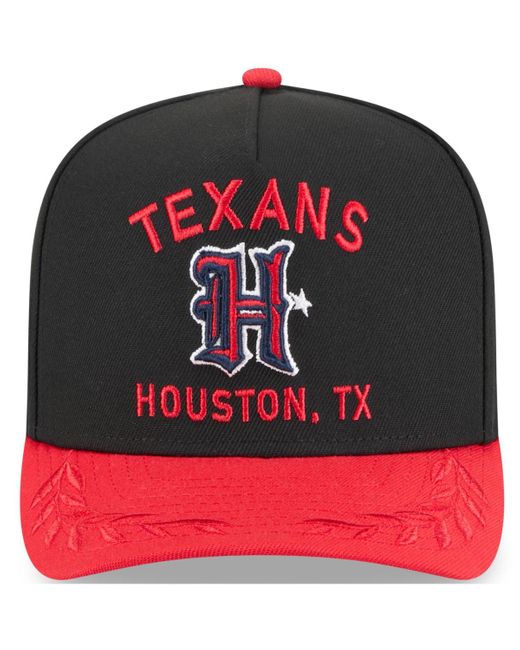 KTZ Black/red Houston Texans 2025 Nfl Draft A-frame 9fifty Snapback Hat for men