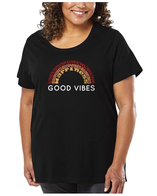 LA Pop Art Black Plus Size Good Vibes Word Art T-shirt