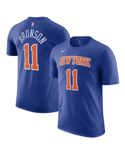 Nike Blue Jalen Brunson New York Knicks Icon Edition Name Number T-shirt for men