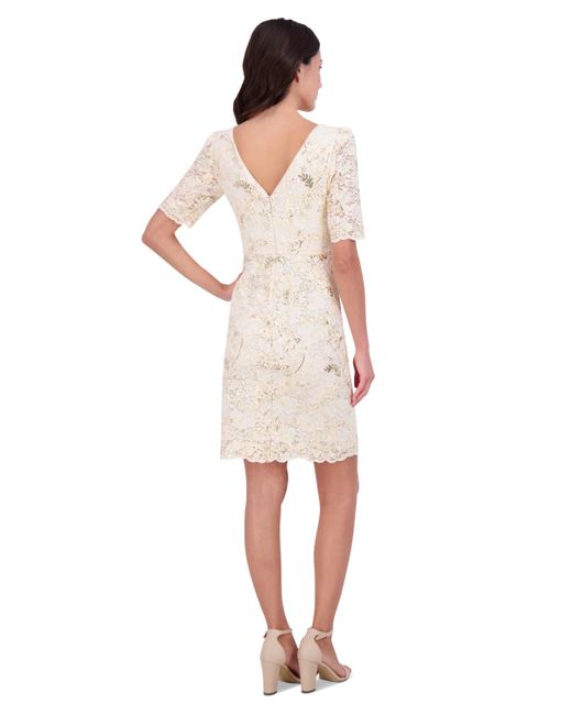Eliza J White Lace Dress Eliza J Women's White Long Sleeved Bow Detail Fit -And-Flare Eliza J White Lace Dress Eliza J Women's White Long Sleeved Bow Detail Fit -And-Flare