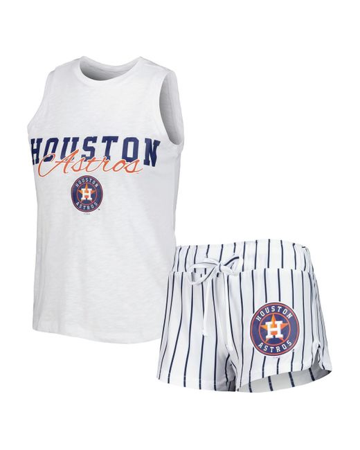 Concepts Sport White Houston Astros Reel Pinstripe Tank Top And Shorts Sleep Set