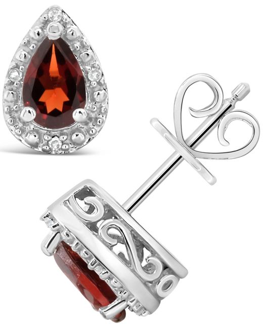 Macy's Metallic Gemstone And Diamond Accent Stud Earrings
