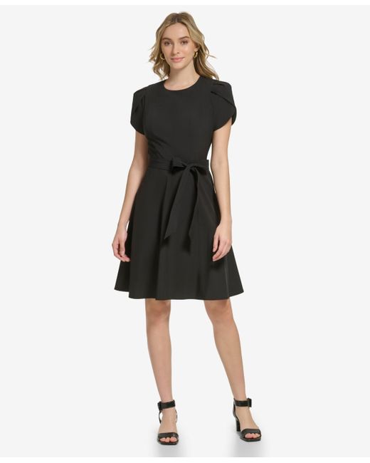 Calvin Klein Black Crewneck Short-sleeve A-line Dress