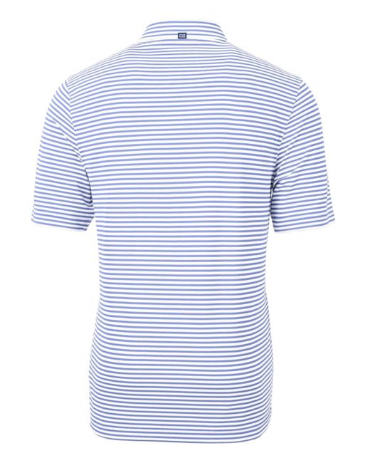 Cutter & Buck Blue Virtue Eco Pique Stripe Recycled Polo Shirt for men