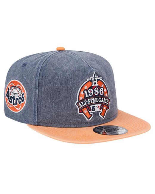 KTZ Blue Navy/orange Houston Astros 1986 Mlb All-star Game Pigment Dye Golfer Snapback Hat for men