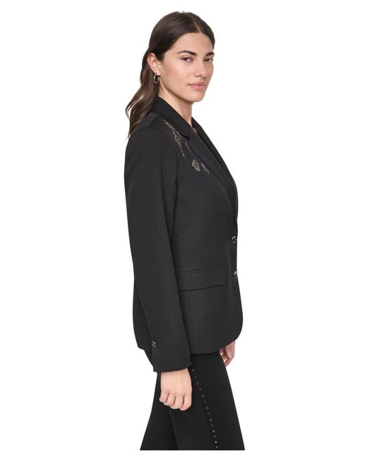 DKNY Black Collared & Two-button Jacket