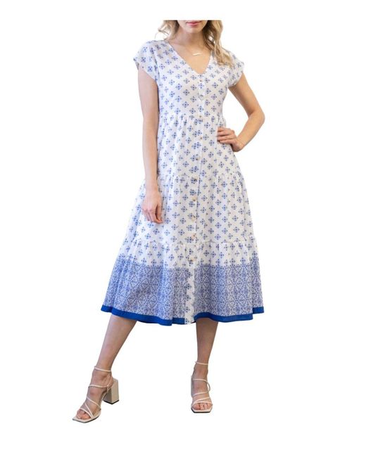 Blu Pepper Geometric Print Midi Dress in Blue | Lyst