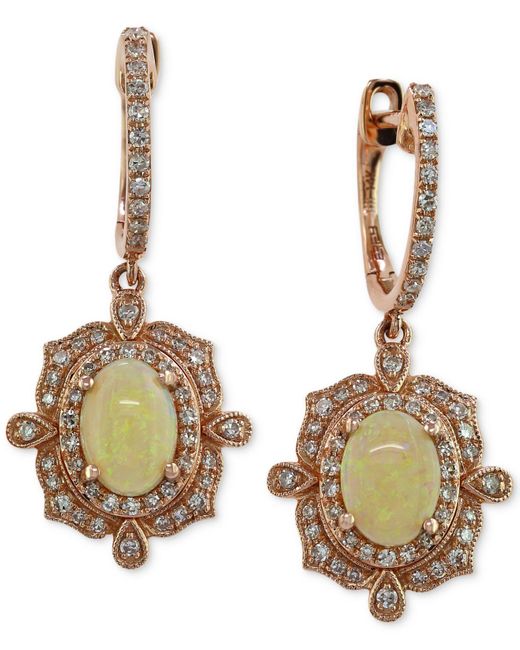Effy Pink Opal (9/10 Ct. T.w.) And Diamond (3/8 Ct. T.w.) Drop Earrings In 14k Rose Gold