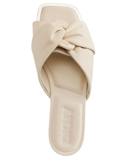 DKNY White Doretta Square Toe Slide Sandals