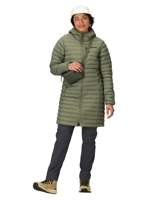 Marmot Green Echo Featherless Hooded Long Jacket