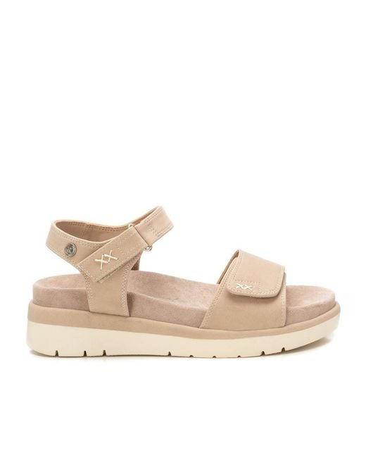 Xti Natural Suede Flat Sandals By