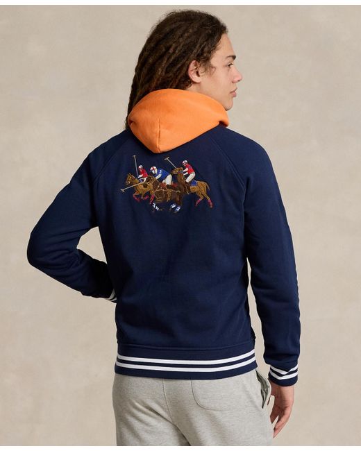 Polo Ralph Lauren Blue Triple-pony Fleece Baseball Jacket for men