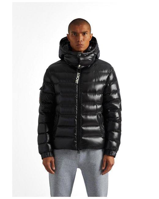 Jacket Black Hooded Puffer Jacket for men