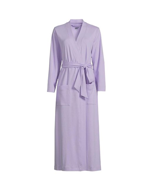 Lands' End Purple Cotton Long Sleeve Midcalf Robe