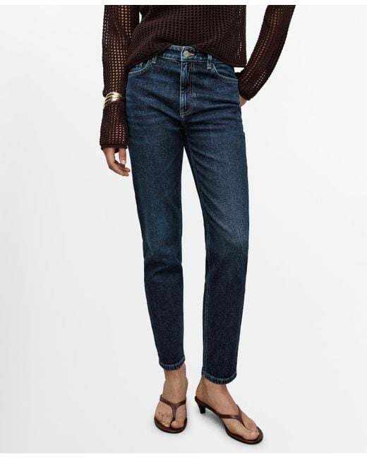 Mango Women's Blue Newmom Comfort High-rise Jeans