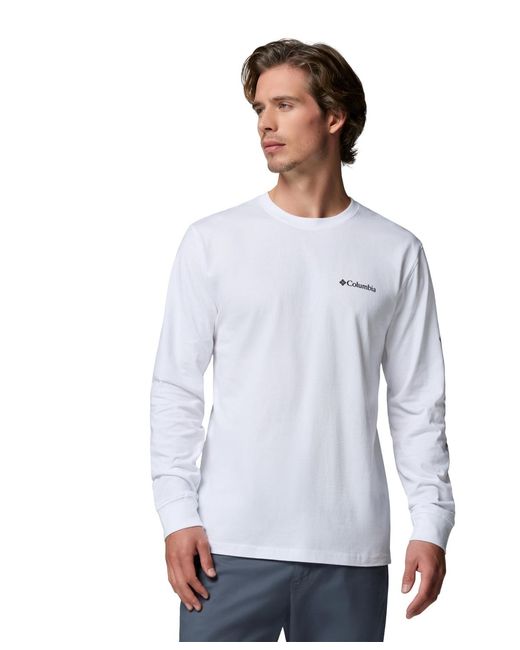 Columbia White Fundamental Graphic Long-sleeve T-shirt for men