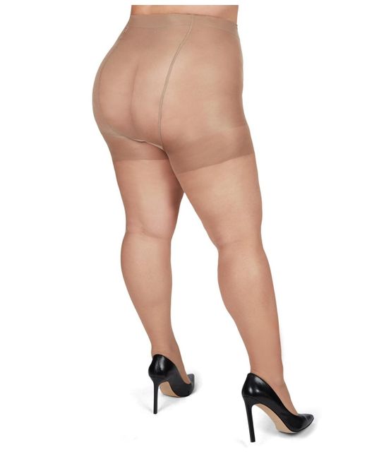 Memoi White Plus Size Curvy Silky Sheer Control Top Pantyhose Mm-2210