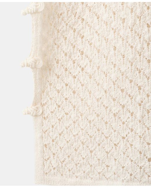 Mango White Openwork Knitted Pants