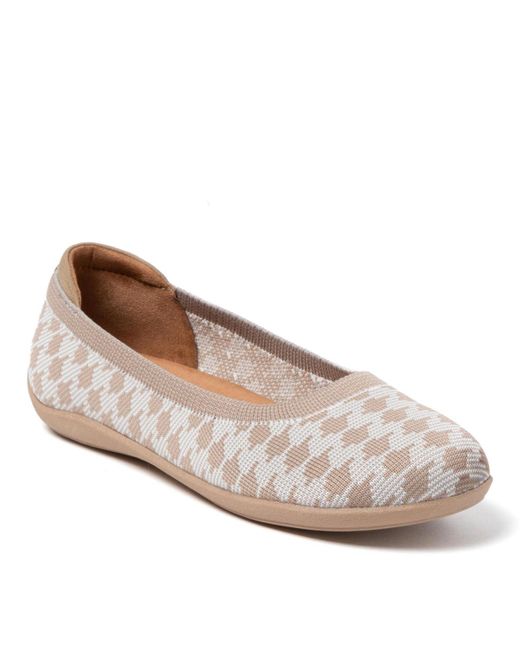 Dearfoams White Misty Ballet Flat Lightweight Slip Ons