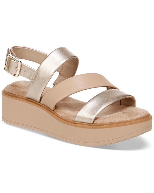 Giani Bernini Natural Cessey Memory Foam Flatform Wedge Sandals