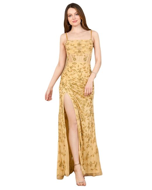 Lara Women's Metallic Beaded Corset Gown - www.benaras.co