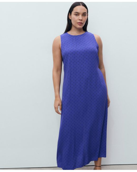 Mango Blue Polka Dot Midi Dress