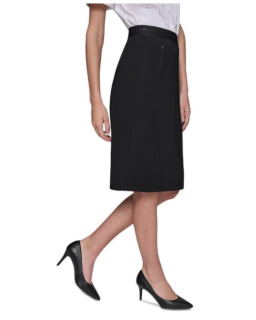 Karl Lagerfeld Black Compression Pull-on Pencil Skirt