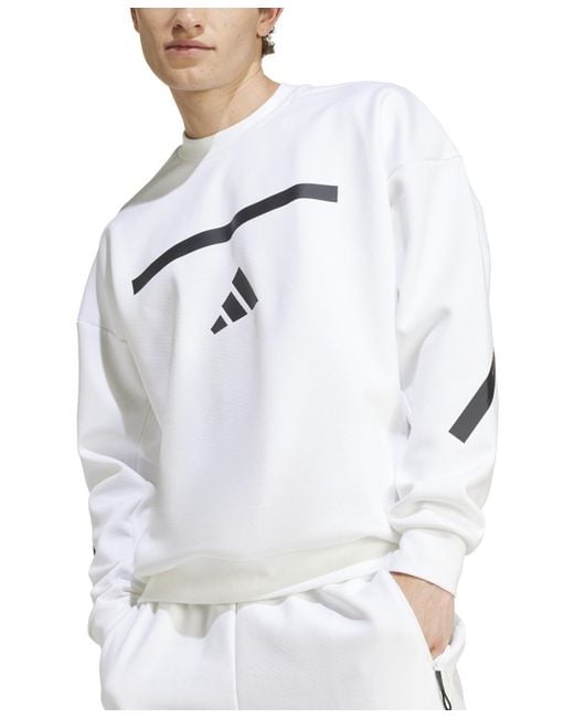 adidas Men's Gray Relaxed Fit Long Sleeve Crewneck Sweatshirt