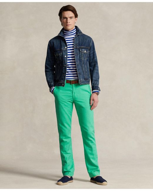 Polo Ralph Lauren Blue Straight-fit Linen-cotton Pants for men