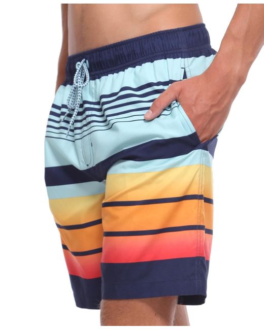 Rokka&Rolla Blue 8" Mesh Lined Swim Trunks for men