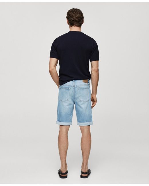Mango Blue Slim-fit Denim Bermuda Shorts for men