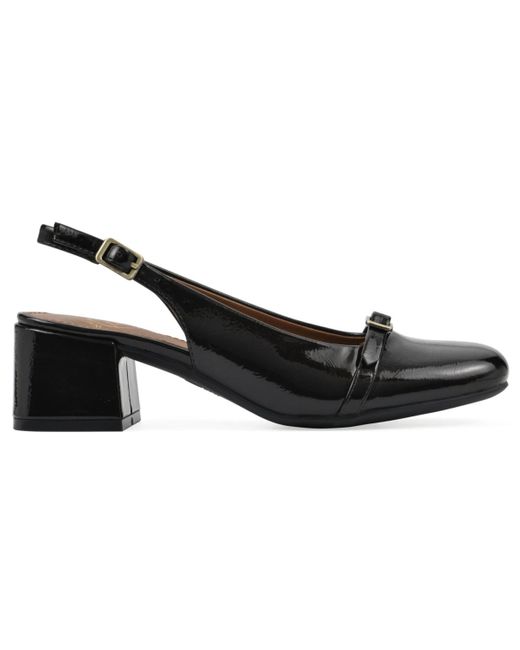 White Mountain Brown Later Slingback Block Heel Pumps